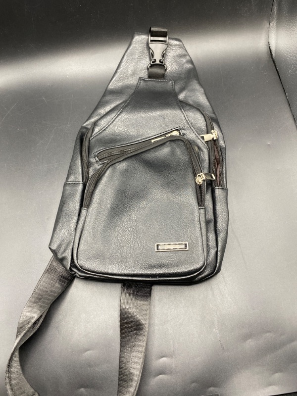 Photo 2 of Lucien Hanna Men's Sling Bag, Business Leather Shoulder Backpacks Campus Travel Crossbody Bag with USB Charging Port
