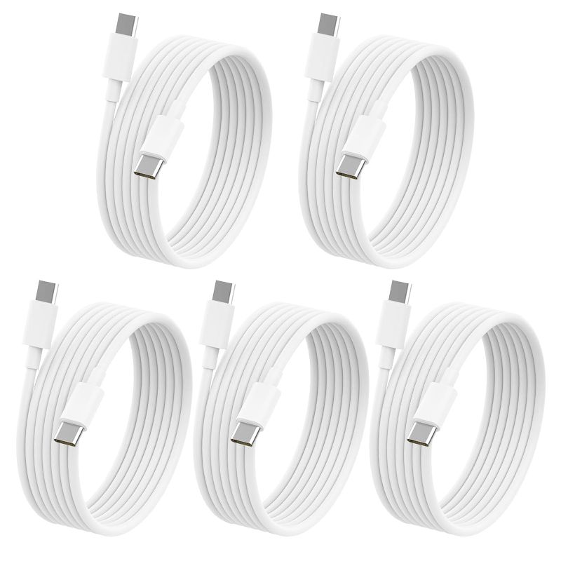 Photo 1 of USB C Charger Cable - 5Pack 6FT (60W/3.1A) USB C to USB C Cable Type C Fast Charging Cord for iPhone 15/15 Pro/15 Plus/15 Pro Max, MacBook Pro, iPad Mini 6/Pro 2021/Air 4, Samsung Galaxy S23

