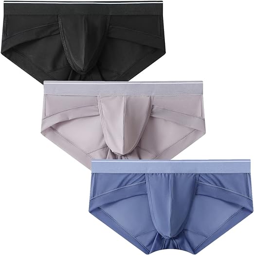 Photo 1 of (XXL)  HOOFESAN Men's Briefs Underwear Silky Bikinis Thongs No Fly Pouch Moisture-Wicking Underpants for Men Multi pack

