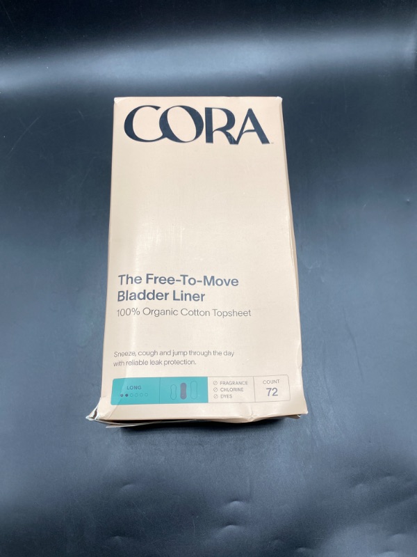 Photo 2 of Cora Ultra Thin Organic Bladder Liners | Incontinence & Postpartum Pads for Women | Panty Liners for Bladder Leaks | Breathable Cotton (72 Long Liners)
