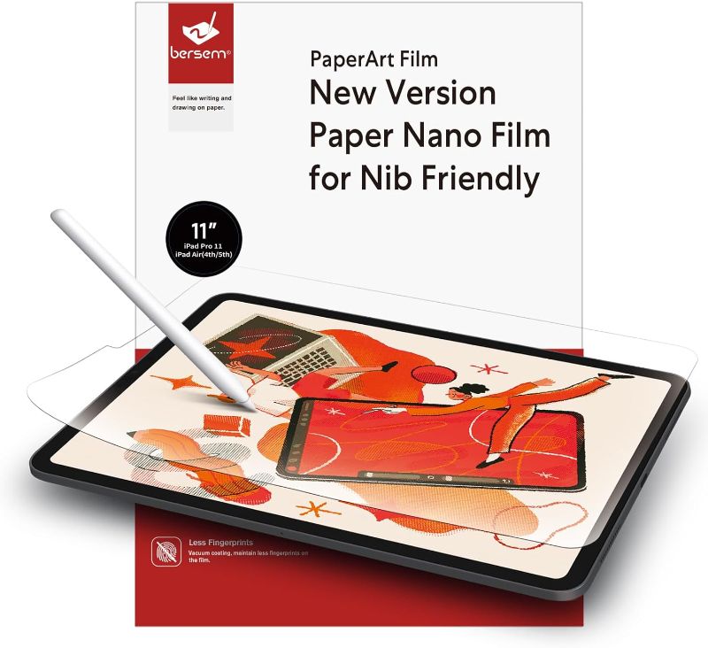Photo 1 of bersem Paper Screen Protector Compatible with iPad Pro 11 inch (2022/2021/2020/2018), iPad Air 5th / 4th Generation (10.9",2022/2020), iPad Air 5 / iPad Air 4 Matte PET Film for Drawing?1 Pack
