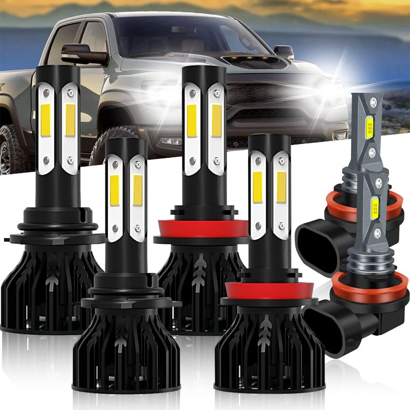 Photo 1 of QUAYUB Fit For DODGE RAM 1500 2500 3500 (2019-2021) LED Bulbs, 9005 High Beam+H11 Low Beam+H11 LED Fog Light Bulbs, 6000K 11000LM Brighter Automotive Replacement Halogen Bulbs, Pack of 6
