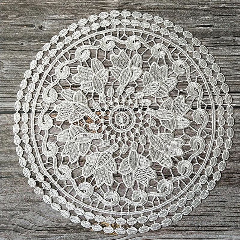 Photo 1 of 1pc Simple Modern Floral Lace Placemat Round Coffee Cup Pad Mat Home Accessories Christmas Wedding Dining Decor
