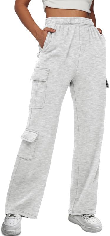Photo 1 of (S) AUTOMET Womens Cargo Sweatpants Wide Leg Fleece Lined Y2k Pants for Women Fall Winter Baggy High Waisted Joggers with Pockets- size small
