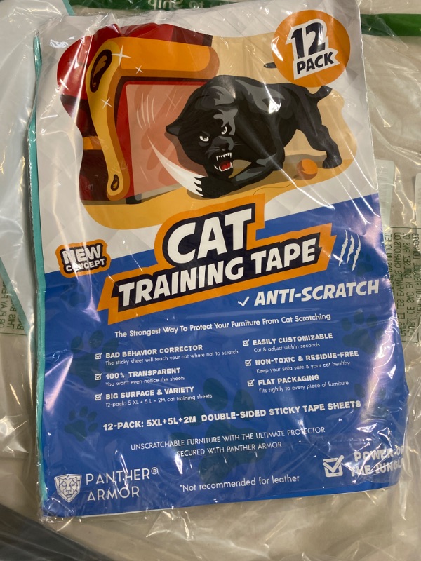 Photo 2 of Panther Armor Cat Scratch Deterrent Double Sided Anti Scratching Sticky Tape - Furniture Protector and Cat Training Tape - Couch Corner Protector for Cats (12-Pack)
