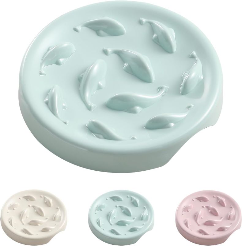 Photo 1 of Cat Slow Feeder Food Bowl - Melamine Slow Feeding Cat Bowls Anti Vomiting - Fun Interactive Cat Puzzle Feeder Dish Healthy Eating Diet - Small Cat Plate Maze Design - Dishwasher Safe - 6.1''W x 1.2''H
