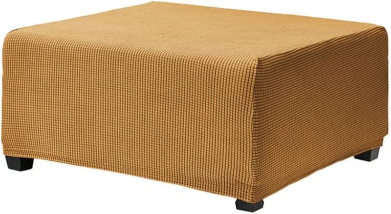 Photo 1 of OBCREAT Ottoman Covers, Stretch Jacquard Ottoman Slipcover Soft Thick Folding Storage Cover Rectangle Footrest Stool Covers with Elastic Bottom Furniture Protector Covers (Gold, Medium)
