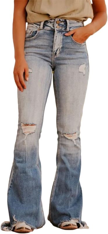 Photo 1 of size XS Flamingals Flare Bell Bottom Jeans for Women Raw Hem High Waist