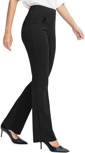 Photo 1 of Rammus Womens High Waist Yoga Dress Pants with Pockets Stretch Work Pants for Women Bootcut Leg Slacks for Office Casual- size large
