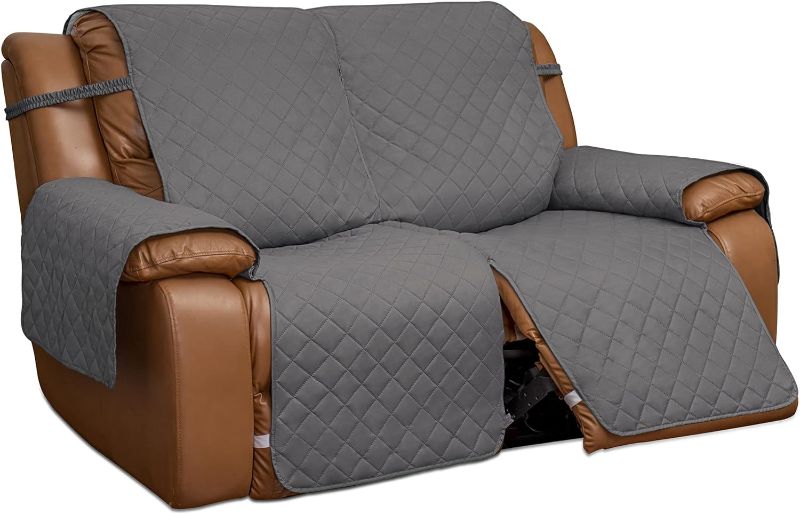 Photo 1 of Loveseat Recliner Cover, Reversible Couch Cover for Double Recliner, Split Sofa Cover for Each Seat, Furniture Protector with Elastic Straps for Kids, Dogs, Pets(2 Seater, Gray/Light Gray)
