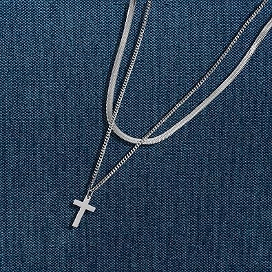 Photo 1 of Waeceip Cross Necklace for Men Boys, Layered Cuban Link Chain, Cross Pendant Religious Necklace Men’s Necklace Jewelry Gifts
