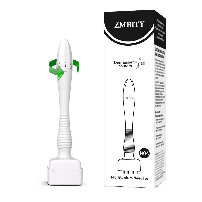 Photo 1 of ZMBITY 140 Titanium Adjustable Microneedling Derma Stamp -Derma Microneedle Pen for Body & Hair & Beard - Skin Care - Dr Beauty Pen For Men and Women Home Use
