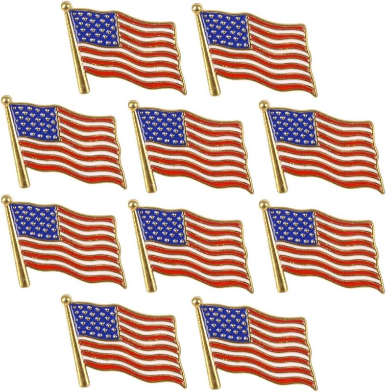 Photo 1 of ArtCreativity American Flag Lapel Pins, Set of 10, USA Flag Pins for Independence, Memorial, and Veterans Day, United States Patriotic Fashion Accessories for Kids, Adults, 4th of July Party Favors
