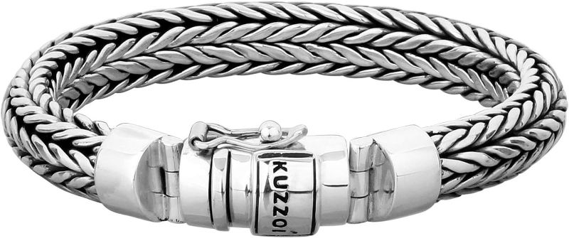 Photo 1 of kuzzoi 925 Sterling Silver Round Byzantine Bracelet for Men, length 7,48 inch - 9,05 inch, width 0,43 inch
