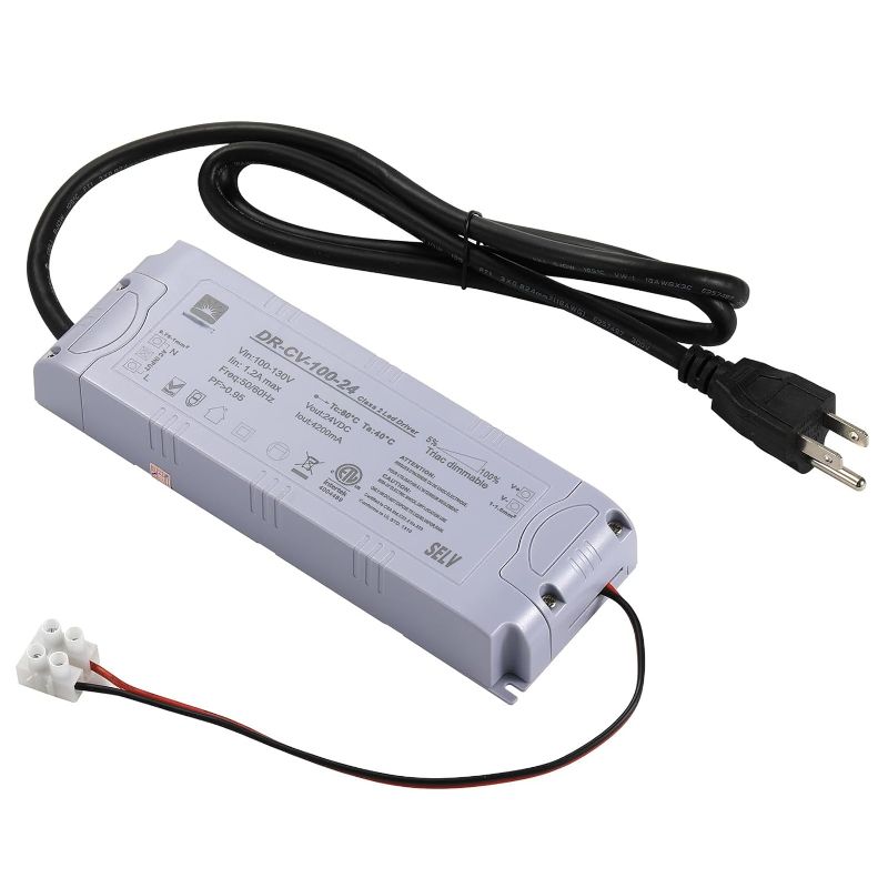 Photo 1 of 24V Dimmable LED Driver,LED Light Strip 100W Dimmable Driver,Magnetic,110 V AC to 24 Volt Transformer,Compatible with Lutron Leviton Dimmers,LED Power Supply with Removable AC Cord
