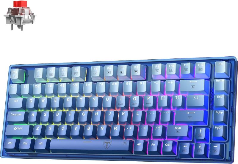 Photo 1 of RisoPhy 60 Percent Keyboard, 82 Keys Hot Swappable Mechanical Gaming Keyboard, Linear Silent Red Switches, Blue PBT Keycaps, Compact Mini RGB Backlit Wired Creamy Keyboard, Pro Driver Supported
