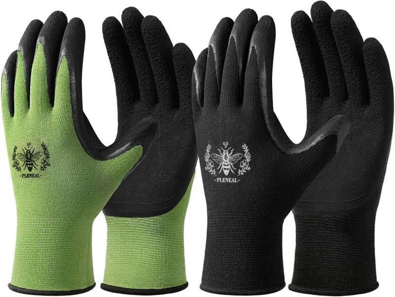 Photo 1 of (M) Pleneal Gardening Gloves for Women Men - 6/3 Pairs Garden Gloves with Grip, Latex Coated Working Gloves, Medium Size
