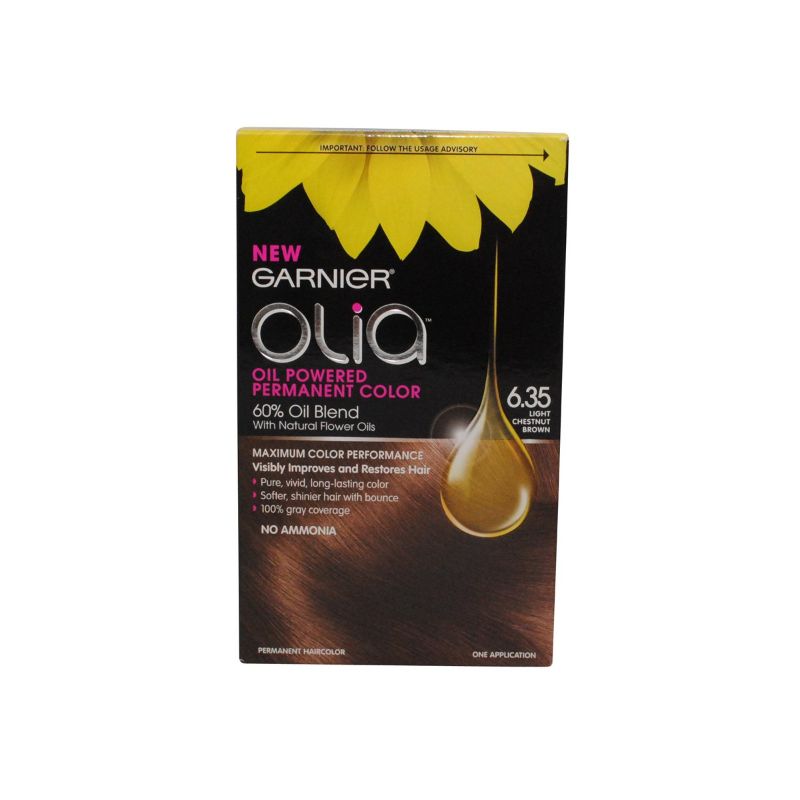 Photo 1 of Garnier Olia Oil Powered Permanent Haircolor, 6.35 Light Chestnut Brown (Packaging May Vary)
