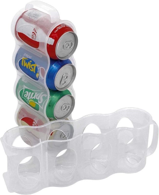 Photo 1 of ChasBete Portable Soda Can Organizer for Refrigerator Shelf, Beer Can Holder, Fridge Storage Sliding Rack, Clear Plastic 2 Pack

