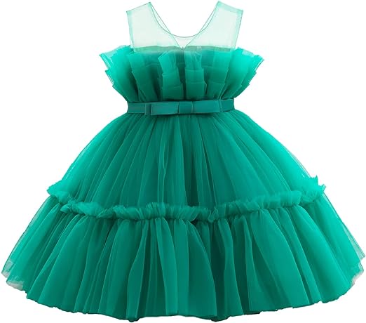 Photo 1 of (4T) Flower Baby Girl Lace Dress Toddler Tulle Sleeveless Bow Princess Party Wedding Pageant Bridesmaid (4T)
