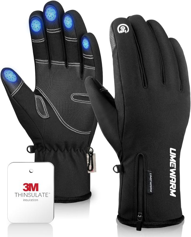 Photo 1 of Size L - Waterproof Winter Gloves Men, Touchscreen Fingers Snow Ski Gloves Women, 5-Layer Touch Screen Cold Weather Gloves