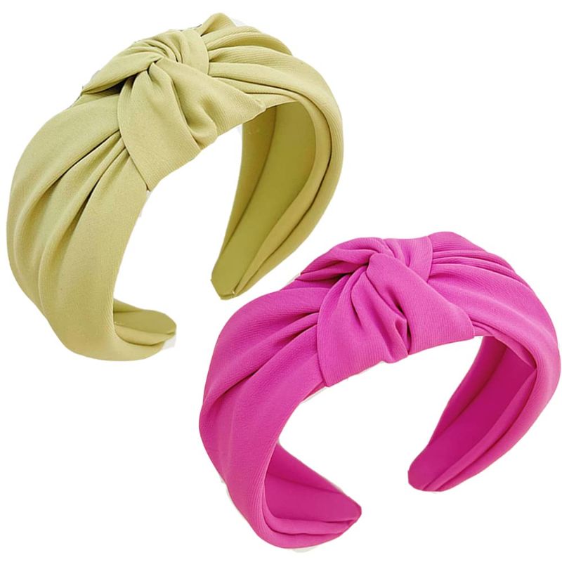 Photo 1 of Lvyeer Knotted Headbands for Women Girls Fashion Cross Knot Hair Bands Wide Turban Headband Solid Colors hair accessory (2pcs-b)
