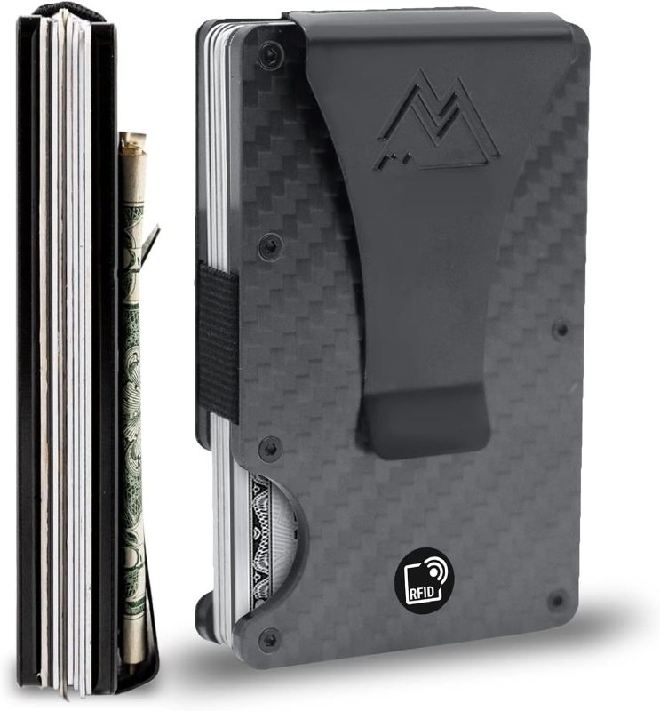 Photo 1 of Mountain Voyage Minimalist Wallet for Men - Slim RFID Wallet I Scratch Resistant, Matte Carbon Fiber Credit Card Holder & Money Clip, Easily Removable Money & Cards, Mens Wallets
