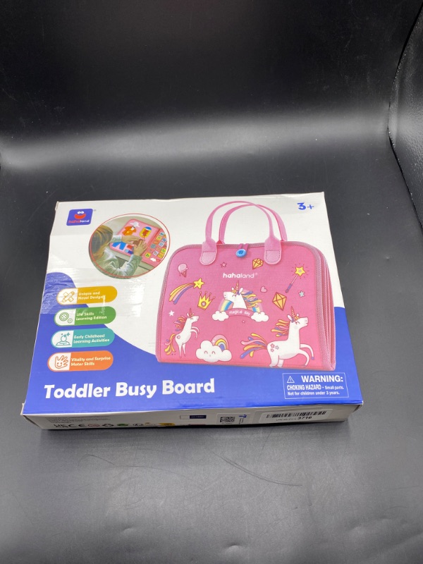 Photo 2 of hahaland Busy Board - Montessori Toys for 2 Year Old Girl Bithday Gift - 7in1 Preschool Learning Activities with Life Skill,ABC,123,Shape,Color,Animal,Weather, Toddler Travel Toys Ages 1-3
