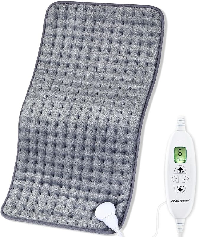 Photo 1 of QALTGC Heating Pad, 2024 Upgraded Dual Mode Controller, Comfortable Soft for Cramps/Pain Relief, Machine Washable?12"x 24" Grey?
