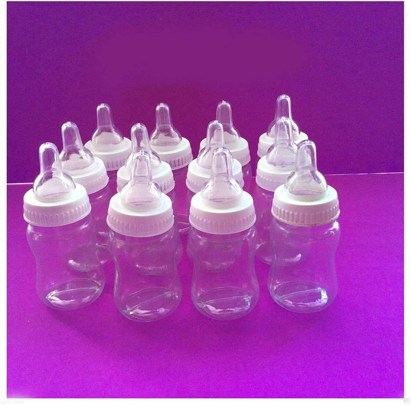 Photo 1 of COLIBROX 12 Fillable Bottles for Baby Shower Favors White Party Decorations Girl & Boy New - Bottles are Hard Plastic 
