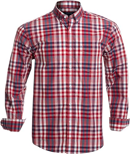 Photo 1 of (M) Double Pump Mens Button Down Shirts Cotton Long Sleeve Shirts Regular Fit- medium
