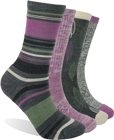 Photo 1 of EnerWear 4 Pack Women's Merino Wool Outdoor Hiking Trail Crew Sock size 9-11
