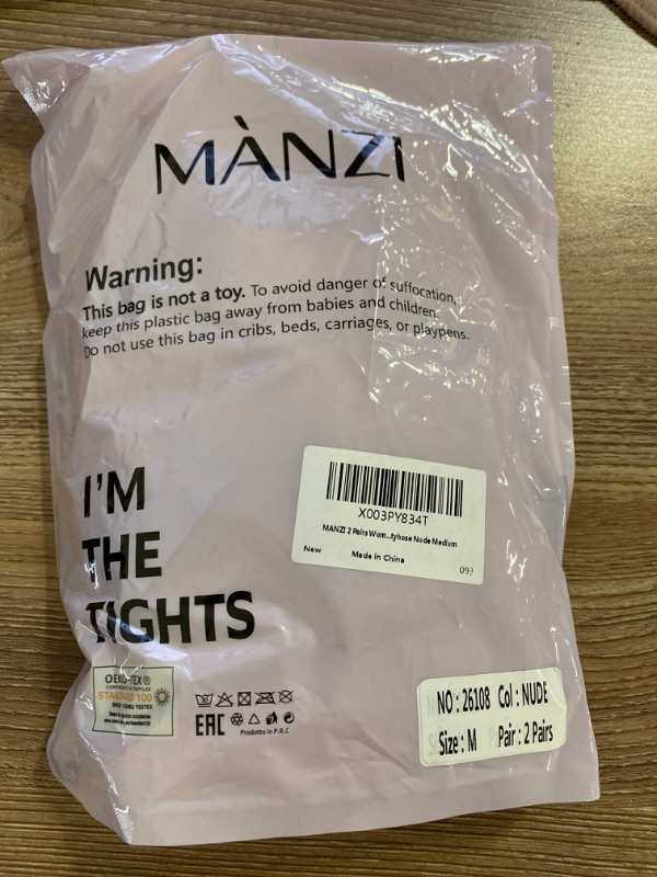 Photo 2 of (M) MANZI Women's 2 Pairs Control Top Pantyhose High Waist Plus Size Tights Ultra-Soft- medium
