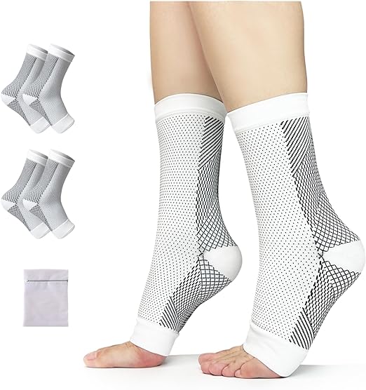 Photo 1 of Dskiley 2Pairs Neuropathy Socks, Soothe Relief Socks for Neuropathy Pain Women Men, Comprex Ankle Sleeves Plantar Fasciitis Socks Compression Socks for Neuropathy Ankle Pain Relief
