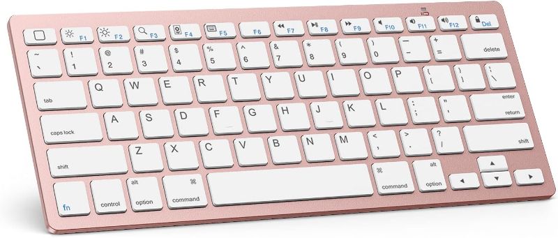 Photo 1 of OMOTON Ultra-Slim Bluetooth Keyboard Compatible with iPad 10.9(10th/ 9th/ 8th Generation)/ 9.7, iPad Air 5th Generation, iPad Pro 11/12.9, iPad Mini, and More Bluetooth Enabled Devices, Pink Gold

