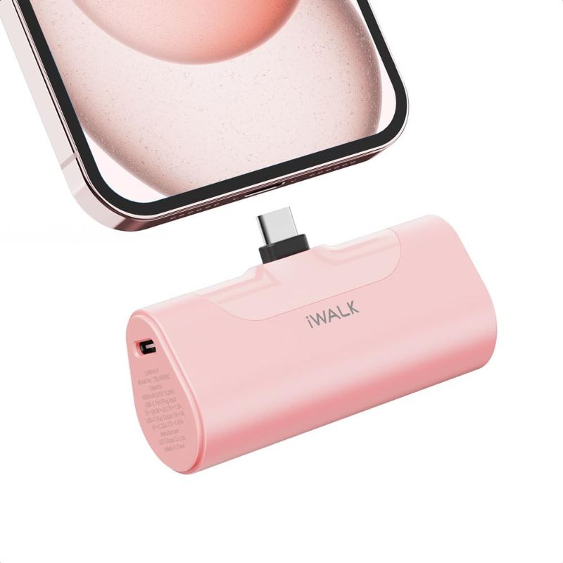 Photo 1 of iWALK Small Portable Charger 4500mAh 20W Mini Power Bank USB C Fast Charging Battery Pack Compatible with iPhone 15,15 Plus,15 Pro,15 Pro Max,iPad, AirPods,Pink

