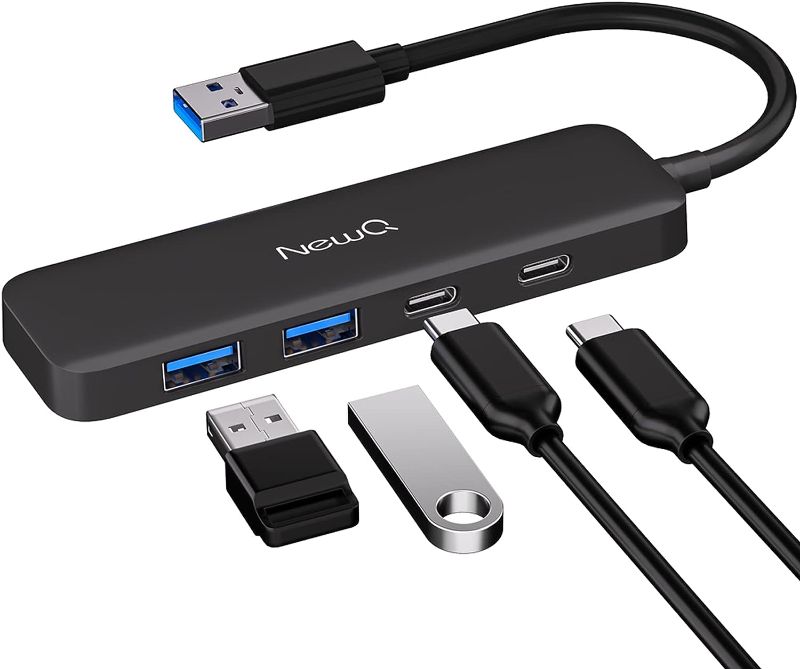 Photo 1 of Dual USB C USB A 3.0 Hub: 4 Ports with 2* USB-C 3.0 and 2* USB-A 3.0, Ultra Slim Portable USB Splitter Adapter for Laptop, PS4, Flash Drive, HDD, Xbox, Printer, Mouse, Keyboard, Computer Accessories
