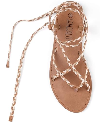 Photo 1 of SANDALUP Women Braided Tie up Sandals- 8
