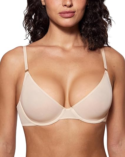 Photo 1 of 36C - INLYRIC Women's Cosnufy Sheer Balconette Bra Demi Unlined Plunge Mesh See Through Sexy Bras Underwire- 36C