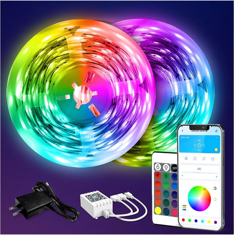 Photo 1 of DAYBETTER LED Strip Lights 130ft (2 Rolls of 65.6ft) Color Changing Lights Strip for Bedroom, Desk, Indoor Room Bedroom Brithday Gifts RGB Decor with Remote and 24V Power Supply
