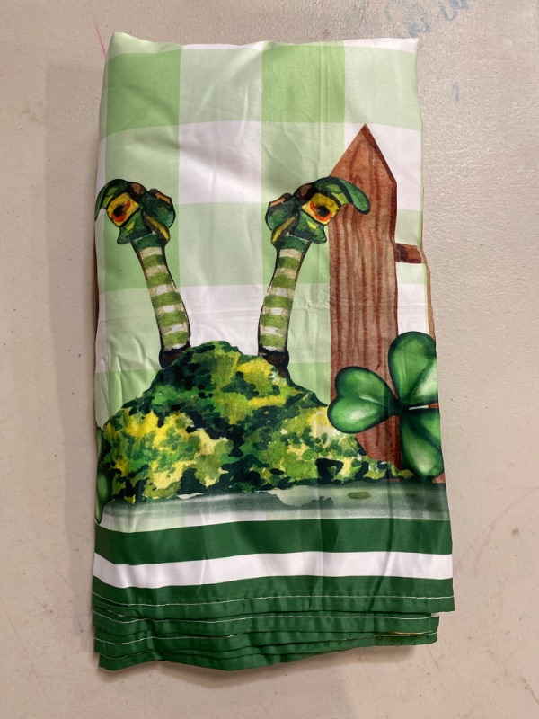 Photo 2 of cusugbaso St Patricks Day Tablecloth 60x84 Inch Rectangle - Plaid Truck Gnomes St Patricks Day Decorations for Home - Water Resistant Clover Spring Table Cloth Rectangle for Party, Table, Outdoor
