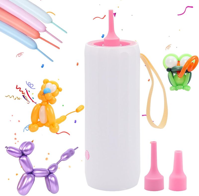 Photo 1 of 3T6B Balloon Pump Electric Air Pump for Balloons Portable Balloon Inflators Blower Machine for Birthday Party Balloon Decorations for Long Animal Twisty Curly Balloon, Foil Balloons(12V 18W)
