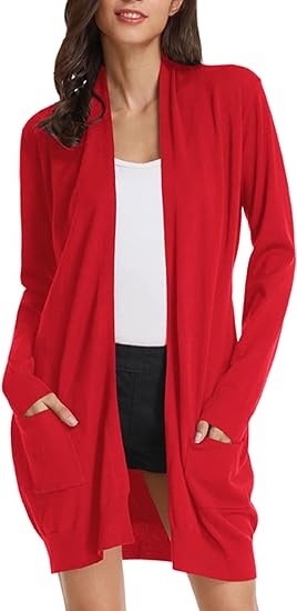 Photo 1 of (L) Long Open Front Lightweight Cardigan Sweaters Regular Plus Size Large
