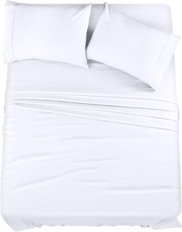 Photo 1 of Utopia Bedding Queen Bed Sheets Set - 4 Piece Bedding - Brushed Microfiber - Shrinkage and Fade Resistant - Easy Care (Queen, White)
