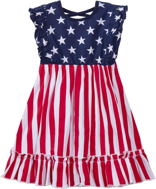 Photo 1 of Size 10 - Mud Kingdom Girls Dress 4th of July Independence Day American Flag Ruffle Sleeve Summer Holiday- size 10
