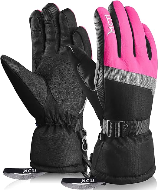 Photo 1 of (S) MCTi Ski Gloves,Winter Waterproof Snowboard Snow 3M Thinsulate Warm Touchscreen Cold Weather Women Gloves Wrist Leashes- small