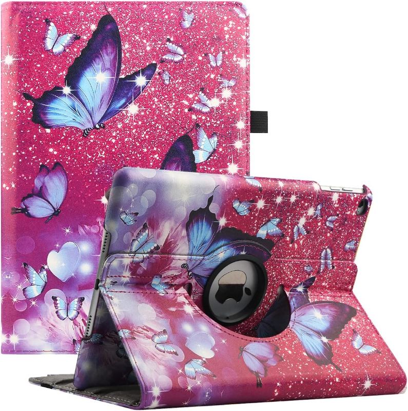 Photo 1 of Case for iPad 9.7 5th/ 6th Gen (2017/2018)/ iPad Air 2/ Air 1-360 Degree Rotating Multi Angle Viewing Folio Stand Cases with Auto Sleep/Wake (Purple Butterfly)
