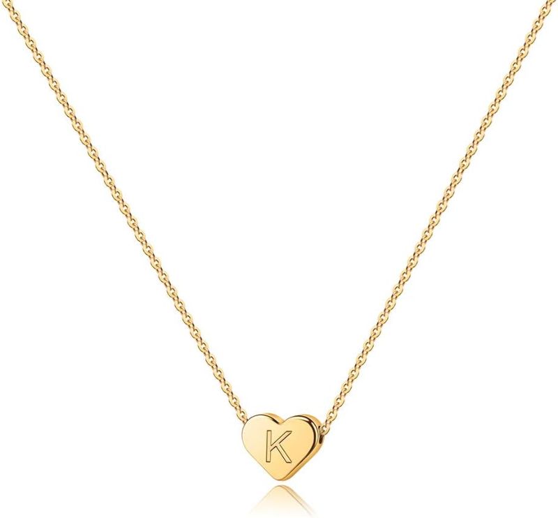 Photo 1 of Turandoss Heart Initial Necklaces for Girls Gifts - 14K Gold Filled Heart Pendant Letter Alphabet Necklace Tiny Initial Necklaces for Teen Girls Gifts Heart Letter Initial Necklace Girls Jewelry
