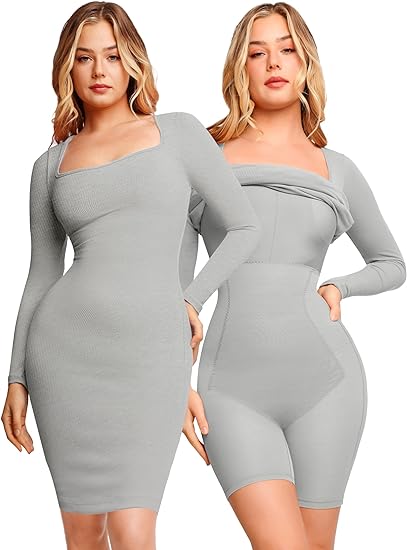 Photo 1 of (S) Popilush The Shapewear Dress 9 in 1 Bodycon Dress with Built in Shapewear Long Sleeve Dresses for Women 2024- small
