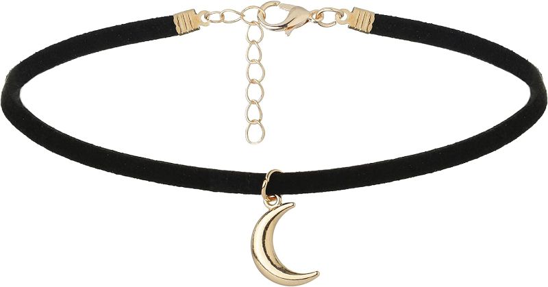 Photo 1 of CanB Moon Choker Dainty Choker Velvet Black Choker Moon Necklace Fashion Choker Necklace for Women and Girls
